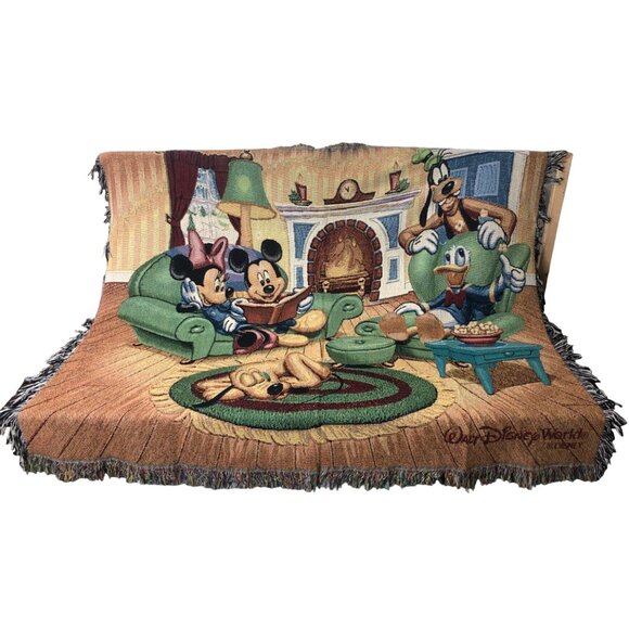 Walt Disney World Throw Blanket Large Micky Minnie Goofy Donald Fireplace - Picture 2 of 4